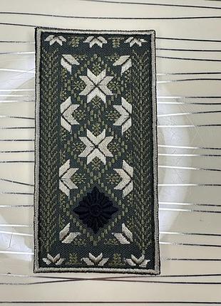 Погон молодший лейтенант зсу прямокутний польовий, погон-вишиванка, етно-погон молодший лейтенант олива