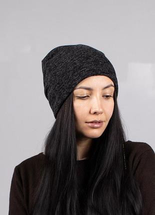 Шапка чулок из ангоры утеплённая на зиму d.hats темно серая