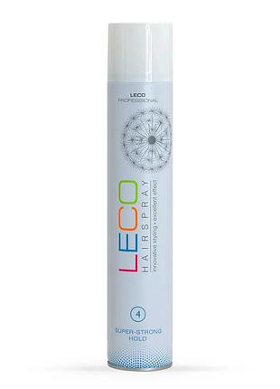 Лак для волос leco сверхсильная фиксация 4 professional, 500мл.