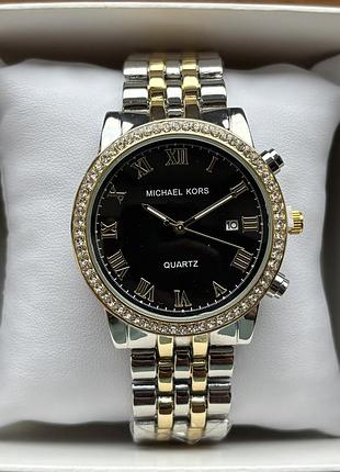 Хіт! жіночий годинник на браслеті michael kors комбінованого кольору з чорний циферблатом