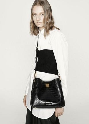 Сумка велика на плече сумка сумочка відро charles keith з  крокодилової шкіри крос боді