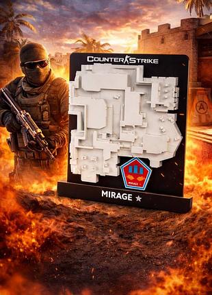 3d карта mirage (cs2) + подставка на стену counter strike