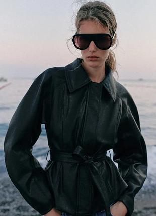 Куртка жіноча чорна під шкіру zara new