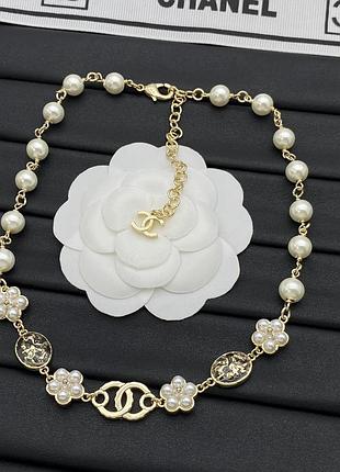 Намисто «luxury pearl floral signature 38 см» з перлинними вставками