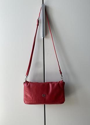 Сумка багет клатч красная мини gerry weber/ натуральная кожа