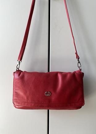 Сумка багет клатч красная мини gerry weber/ натуральная кожа