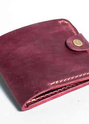 Кошелек портмоне бордо карман для монет кожа винтаж ручная работа