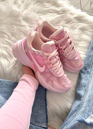 Кроссовки nike v2k runtek pink flowers арт 0373