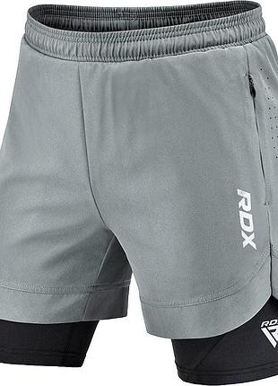 Компрессионные шорты для rdx mma t16 2-в-1 grey/black-s