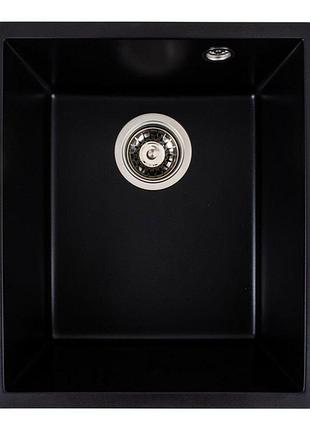 Гранітна кухонна мийка матова platinum roxy 3744 чорна