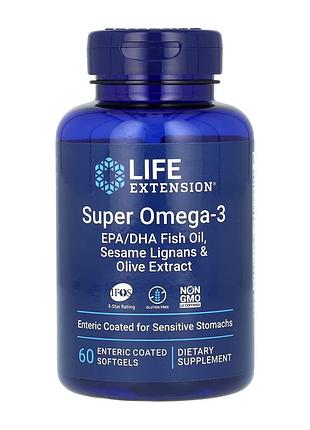 Super omega-3 epa/dha fish oil sesame lignans & olive extract enteric coated - 60 softgels