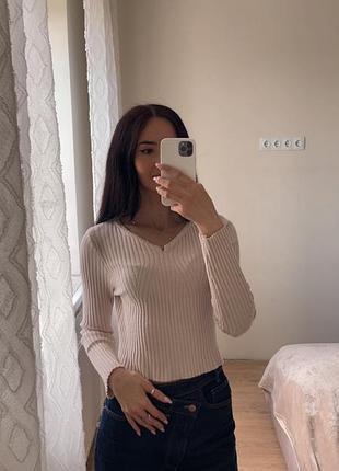 Бежева кофта в рубчик 3