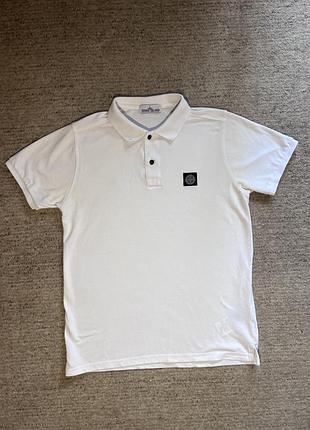 Біле поло stone island l