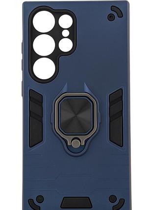 Чехол armored force для samsung galaxy s24 ultra противоударный с подставкой кольцо синий
