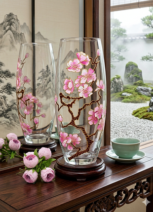 Ваза сакура з ручним розписом