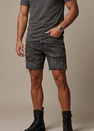 Джинсовые шорты topman slim рваные графитовые (р. uk 30 / s)