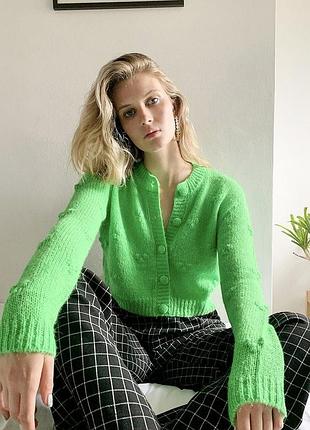 Urban outfitters салатовый кардиган вязаный романтичный зеленый с бубочками наив романтик кофта