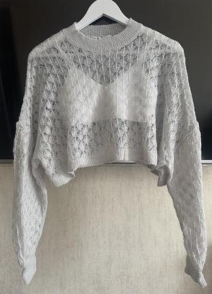 Укороченный серый свитер от zara 3