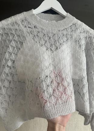 Укороченный серый свитер от zara 7