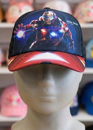 Дитяча кепка-тракер залізна людина (iron man), з сіткою, регульована (52-56 см)