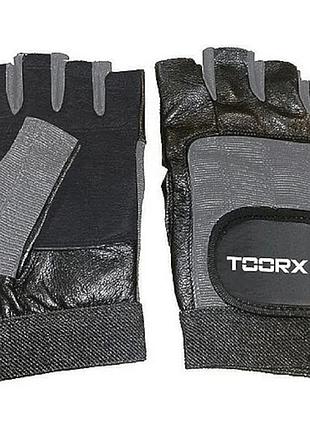 Перчатки для фитнеса toorx из кожи и спандекса s neri/grigi (ahf-031)