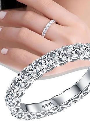 Кольцо из серебра s925 с муассанитом, женское, дорожка, с сертификатом gra 17р