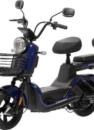 Электроскутер crosser cr-2 800w 60v 24ah, электровелосипед до 55 км/ч, графеновый аккумулятор, 2 места синий