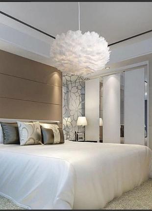 Люстра подвесная из натурального перьев (стиль бохо / скандинавский)