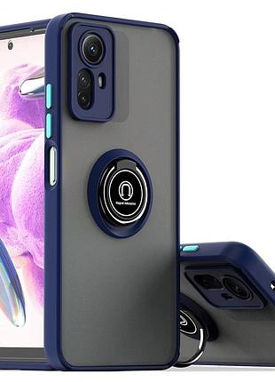 Чохол fiji colorframe для xiaomi redmi note 12s матовий бампер з кільцем підставкою dark blue