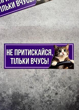 Вінілова наклейка на авто «не притискайся, тільки вчуся!» 9х25 см різновид 2