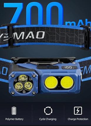 Налобний ліхтар yemao ym-t615, 500lm, акумулятор 700 mah