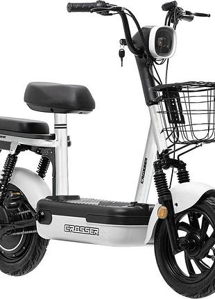Электроскутер crosser mini 450w 48v 12ah, электровелосипед до 30 км/ч, компактный городской с корзиной серый