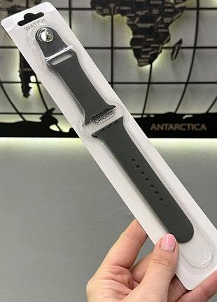 Ремінець силіконовий apple watch 42/44/45/49 mm,силікований якісний ремінець для епл вотч 42/44/45/49 мм (сірий)