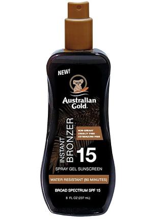 Спрей-гель для загара с бронзатором australian gold sunscreen bronzer spf15 237 мл