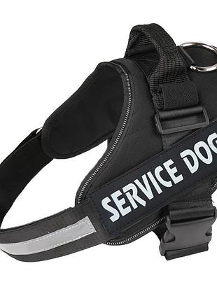 Шлея для котів посилена pet style "service dog" чорна l