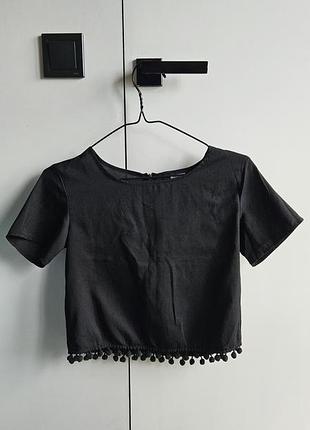 Черный топ missguided xs с помпонами