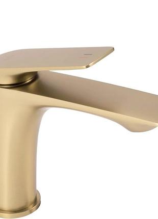 Змішувач для умивальника rea avalon низький, brushed gold (rea-b2703)