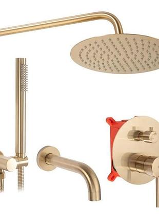 Душевой комплект скрытого монтажа rea lungo brush gold + box (rea-p6609)