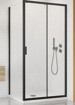 Збоку стінка radaway alienta black s 90х190 прозоре скло (10270090-54-01)