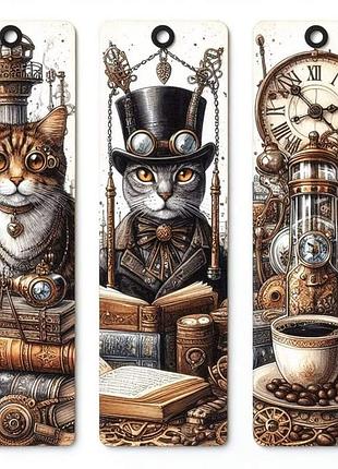 Закладка для книг стимпанк коты, 10шт-190, 32-399