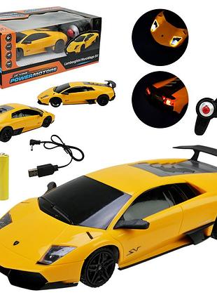 Машина р/к арт. pm2409 (24шт),"powermotors",1:24 lamborghini lp670,желтый колir, аккум.,светил в кор.26,5*14*10,5см.