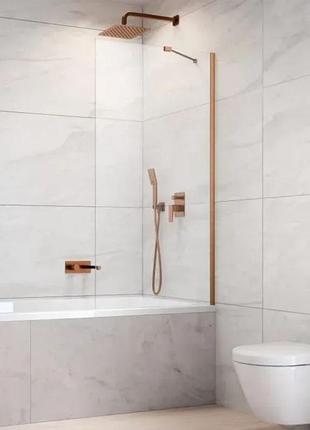 Штора для ванни radaway idea pnj ii 80х150 прозоре скло, brushed copper (10001080-93-01)