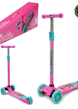 Самокат детский 4-х колес. barbie арт. bh2616 (6шт) maxi, колеса pu светятся