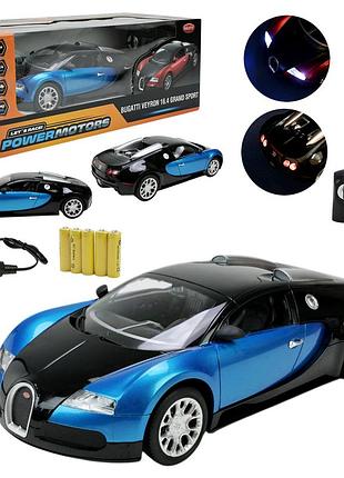 Машина р/к арт. pm1402 blue (12шт),"powermotors",1:14 bugatti veyron,синий цвет, аккум.,батар., свет, кор. 45*19*17см