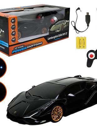 Машина р/к арт. pm2411 (24шт),"powermotors",1:24 lamborghini sian,черный колir, акум.,батар., свет в кор.26,5*14*10,5см.
