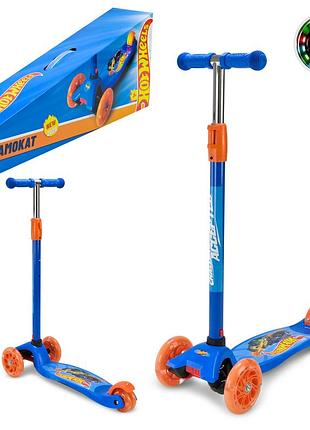 Самокат детский 4-х колес. hot wheels арт. bh2617 (6шт) maxi, колеса pu светятся короб 58х15х28 см