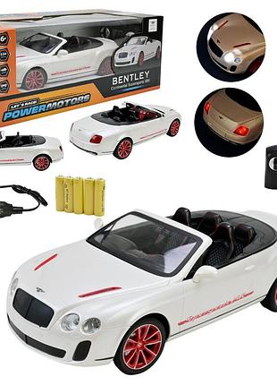 Машина р/к арт. pm1403 (12шт),"powermotors",1:14 bently gt supersport,белый цвет, аккум.,светил в кор.45*19,5*17см.