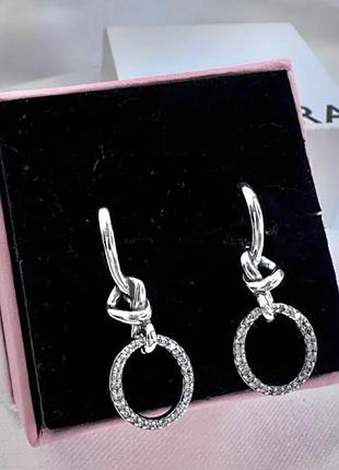 Серебряные серьги пандора узы любви pandora