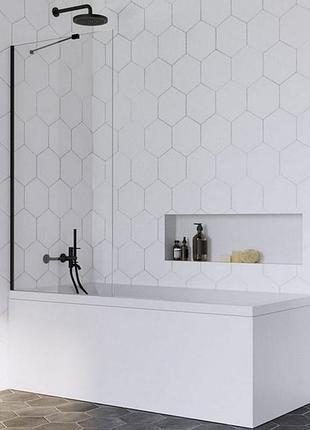 Штора для ванны radaway idea black pnj 90 безопасное стекло, прозрачное, черная (10001090-54-01)