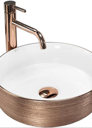 Умивальник rea sami 36x36 brush rose gold (rea-u3303)
